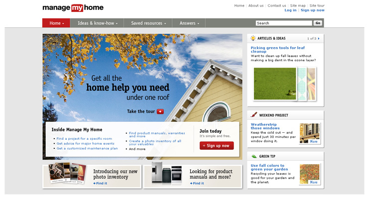 Sears // Manage My Home Homepage